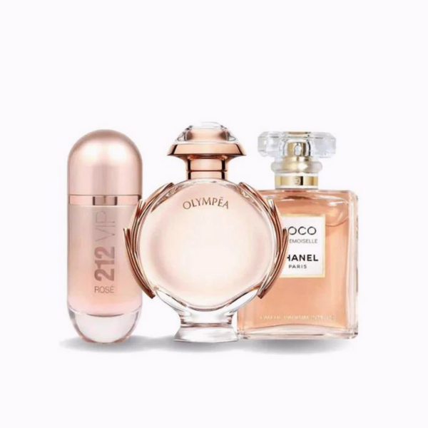 Carolina Herrera 212 VIP Rosé, Paco Rabanne Olympéa et Chanel COCO Mademoiselle